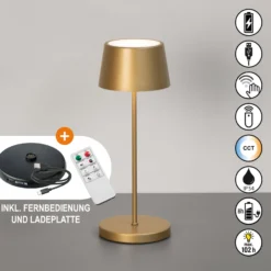 LED-akkuinen pöytälamppu Asena Pro, pronssinvärinen, 30 cm, metalli, IP54