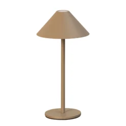 LED-akkukäyttöinen LED-pöytälamppu Prato, greige, korkeus 25 cm, metalli, IP54
