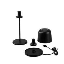 LED-akkukäyttöinen LED-pöytävalaisin Biot, musta, korkeus 30 cm, IP54, USB