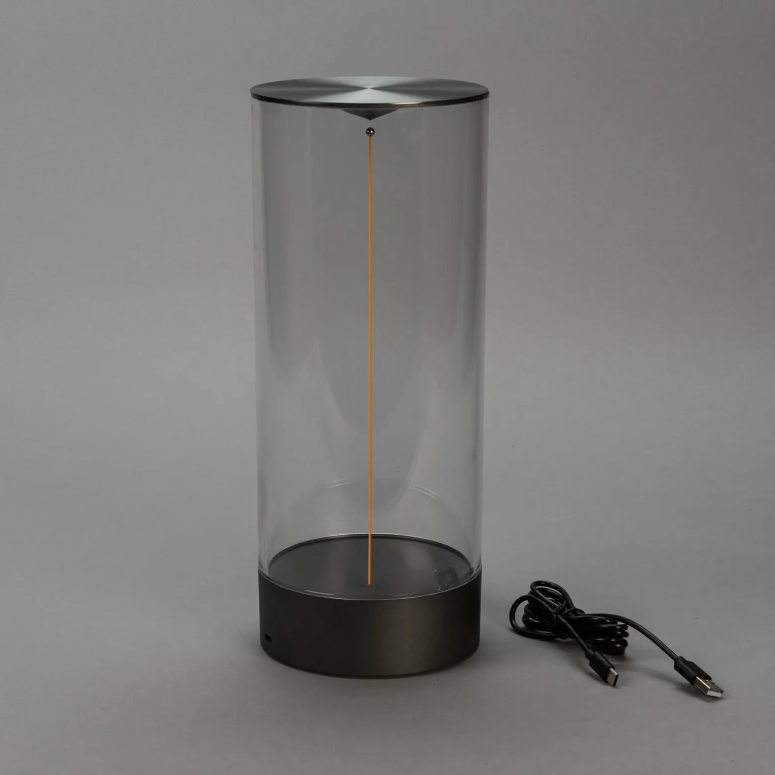 LED-akkukäyttöinen LED-pöytävalaisin Edison, korkeus 32 cm, harmaa/kirkas, IP54