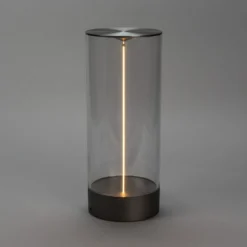 LED-akkukäyttöinen LED-pöytävalaisin Edison, korkeus 32 cm, harmaa/kirkas, IP54