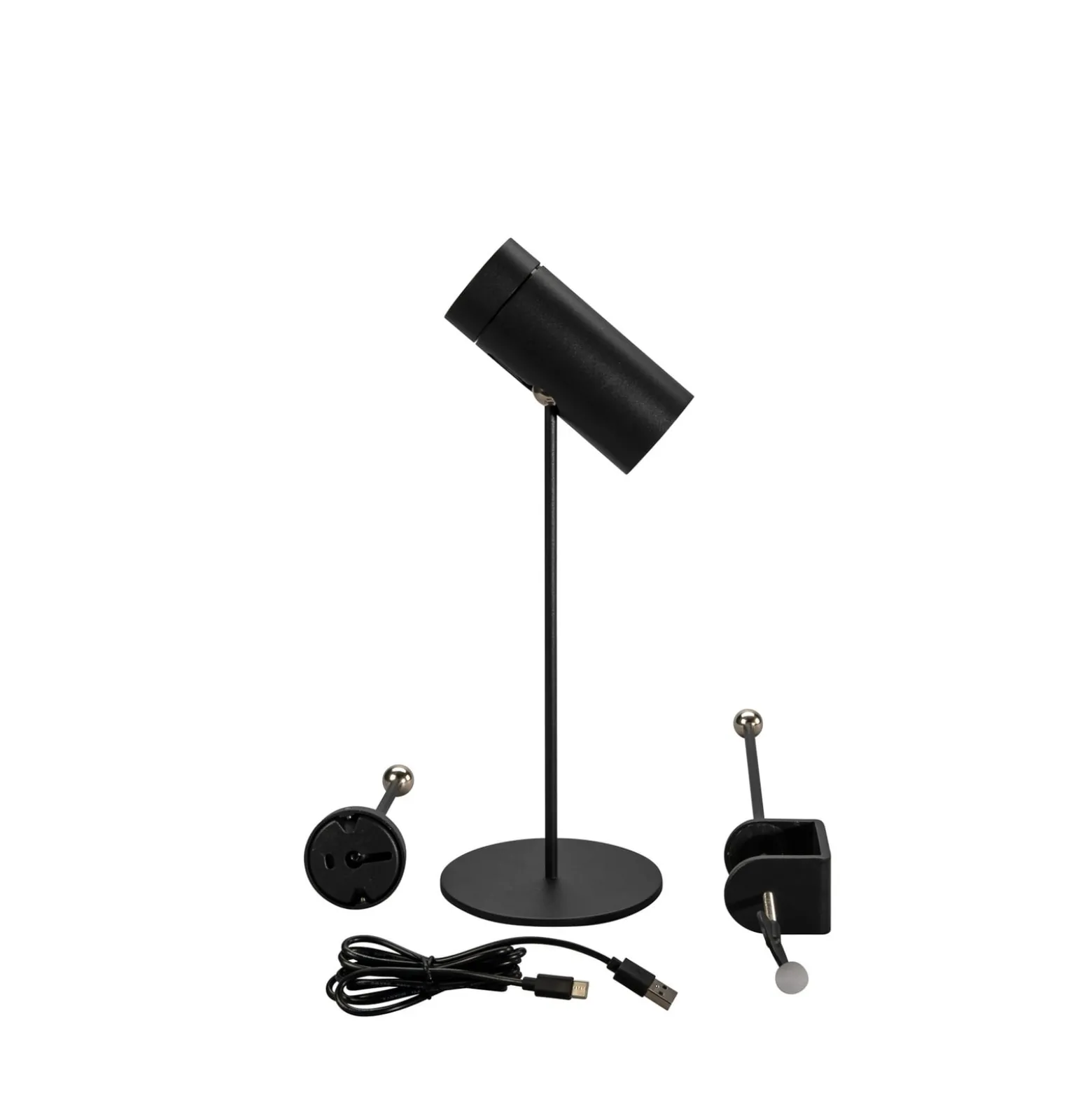 LED-akkukäyttöinen LED-pöytävalaisin Multi, musta, korkeus 30 cm, IP54