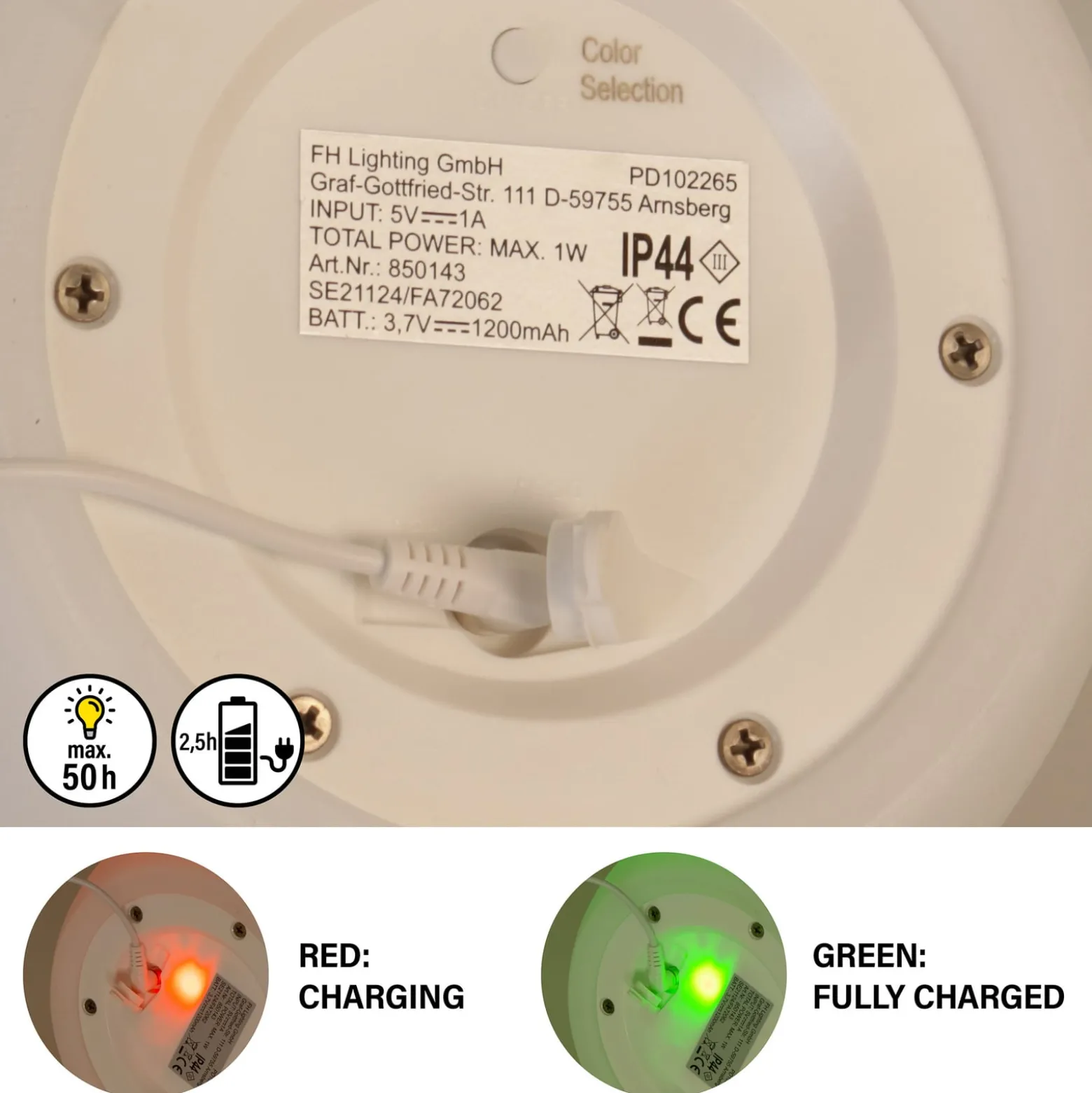 LED-akkukäyttöinen LED-pöytävalaisin Ruby, Ø 18 cm, valkoinen, IP44,
