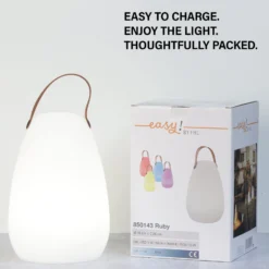 LED-akkukäyttöinen LED-pöytävalaisin Ruby, Ø 18 cm, valkoinen, IP44,