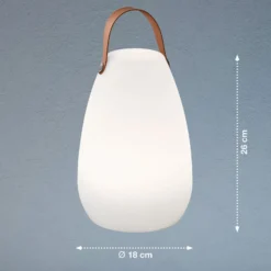 LED-akkukäyttöinen LED-pöytävalaisin Ruby, Ø 18 cm, valkoinen, IP44,