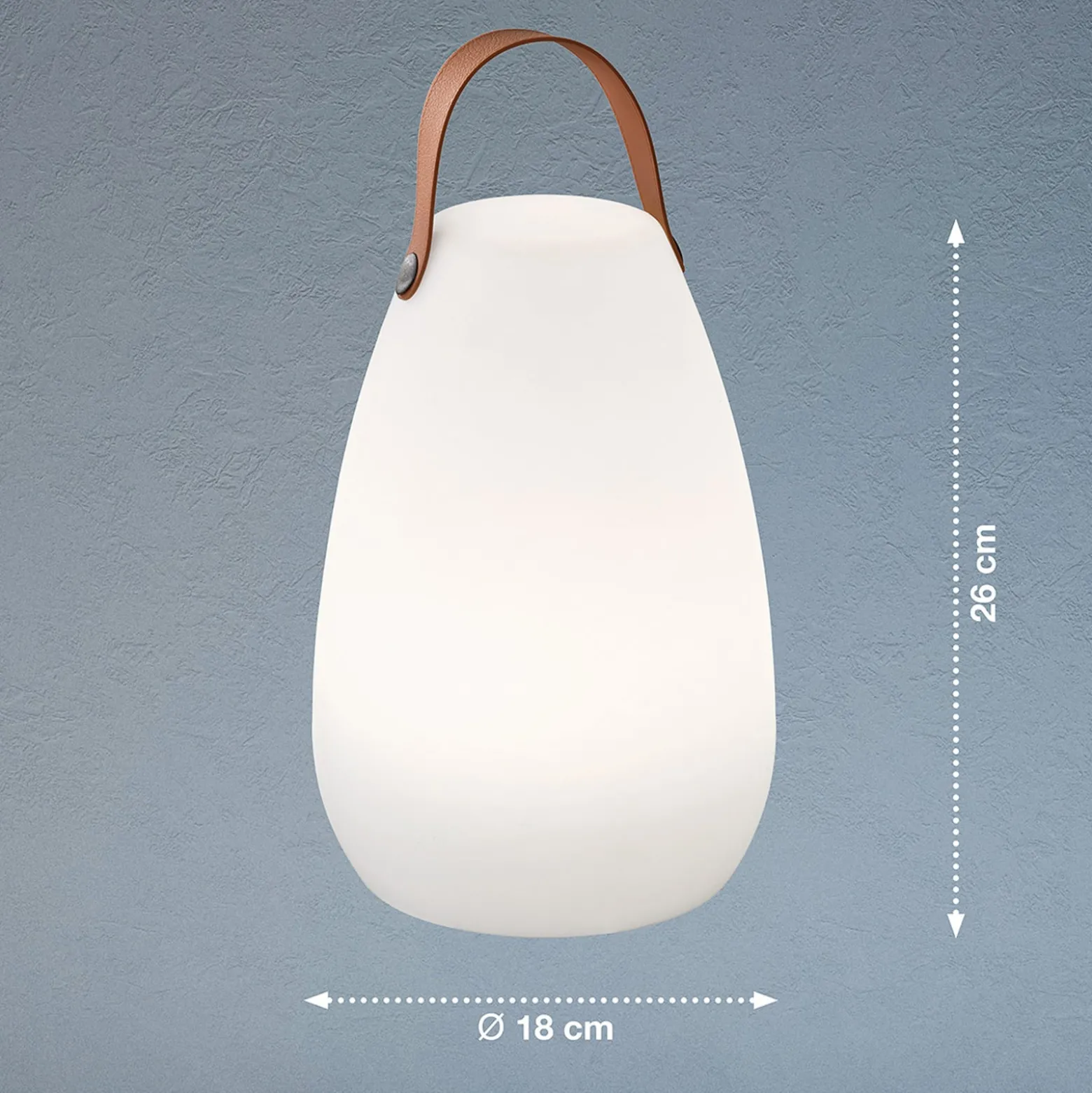 LED-akkukäyttöinen LED-pöytävalaisin Ruby, Ø 18 cm, valkoinen, IP44,