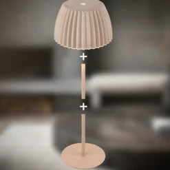 LED-akkukäyttöinen pöytälamppu Brilo unplugged Riffle, 36 cm, beige