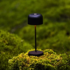 LED-akkukäyttöinen pöytälamppu Lille, korkeus 20 cm, musta, IP54, USB
