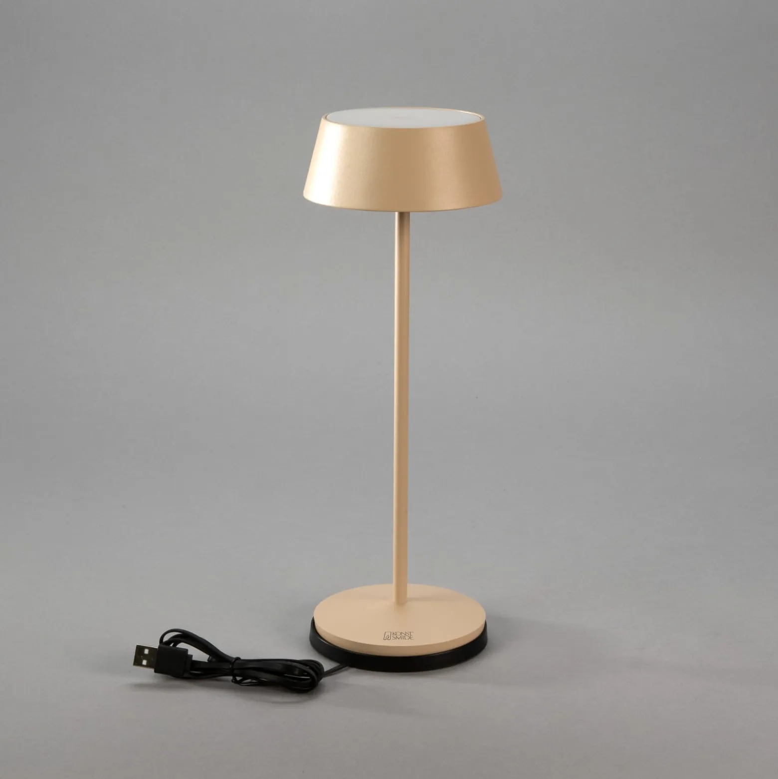 LED-akkukäyttöinen pöytälamppu Menton, hiekanvärinen, korkeus 27 cm, IP54, USB
