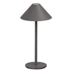 LED-akkukäyttöinen pöytälamppu Prato, hiekanharmaa, korkeus 25 cm, metalli, IP54