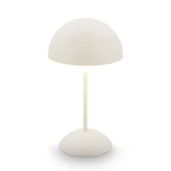 LED-akkukäyttöinen pöytävalaisin Kugle, valkoinen, metalli, IP44, himmennettävä