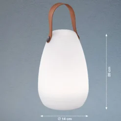 LED-akkukäyttöinen pöytävalaisin Ruby, Ø 14 cm, valkoinen, IP44,