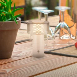 LED-akkulamppu Brilo unplugged Gila, antrasiitti/beige 21 cm