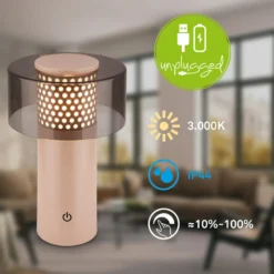 LED-akkulamppu Brilo unplugged Gila, antrasiitti/beige 21 cm