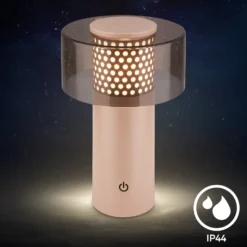 LED-akkulamppu Brilo unplugged Gila, antrasiitti/beige 21 cm