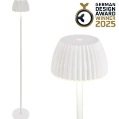 LED-akku-maavalaisin Brilo unplugged Riffle, valkoinen, kosketusdimmeri
