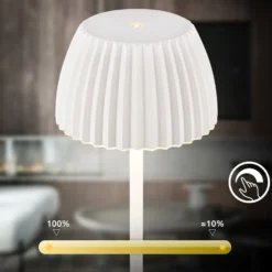 LED-akku-maavalaisin Brilo unplugged Riffle, valkoinen, kosketusdimmeri