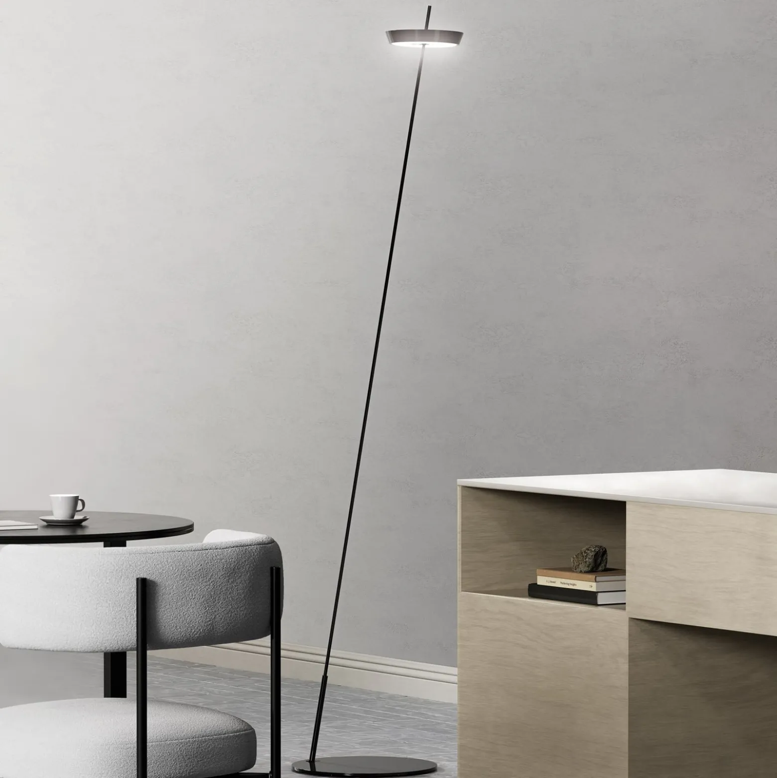 LED-akku-maavalaisin Mahina, musta, korkeus 130 cm, metalli, CCT