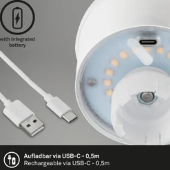 LED-akkupullovalaisin IP44, himmennin, kupari