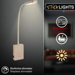 LED-akku-pöytälamppu Cielo, beige, korkeus 56 cm, muovi