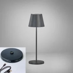 LED-akkupöytälamppu Cosenza 2.0 korkeus 34cm musta