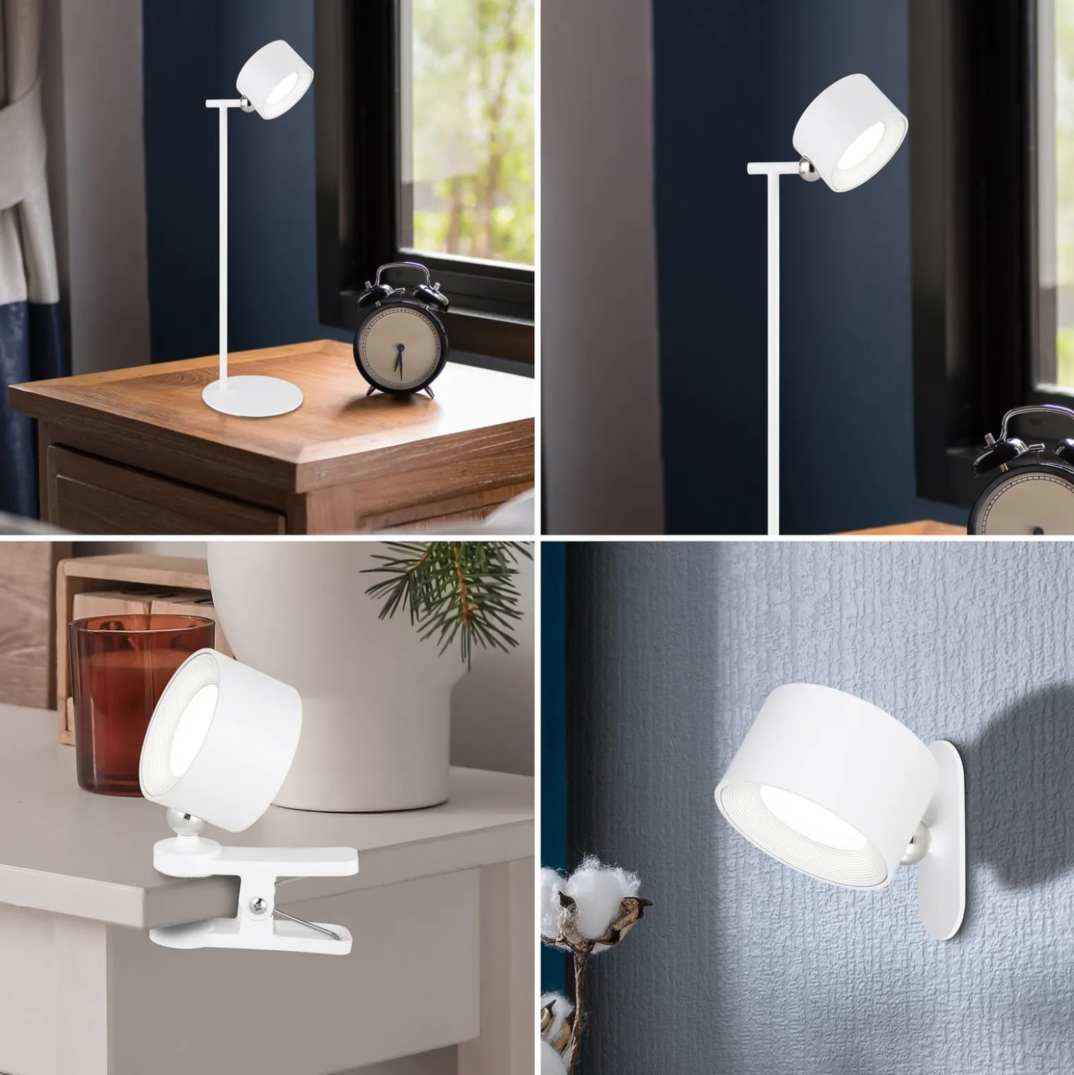 LED-akku-pöytälamppu Jorje CCT 4 in 1 valkoinen
