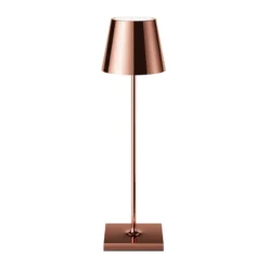 LED-akkupöytälamppu Nuindie, USB-C, kupari, IP54, himmennettävä