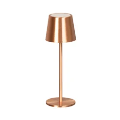 LED-akku-pöytälamppu Roxi, kuparinen, metalli, IP54, himmennin
