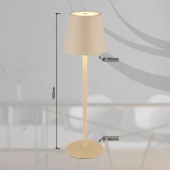 LED-akku-pöytälamppu Vannie, hiekanvärinen, korkeus 36 cm, IP44