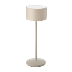 LED-akku-pöytälamppu Veluna, beige, korkeus 25 cm, IP44, himmennettävä CCT