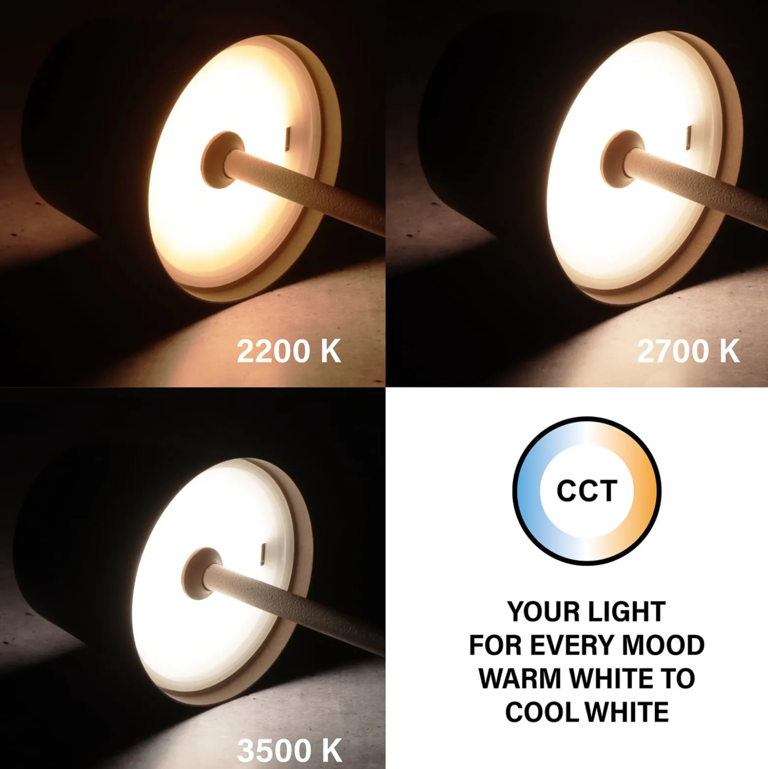 LED-akku-pöytävalaisin Roxi, ruosteenvärinen, metalli, IP54, himmennin