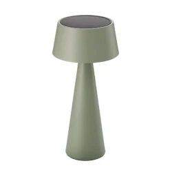 LED-akku-pöytävalaisin Solino, vihreä, aurinko/USB, 26 cm, IP44