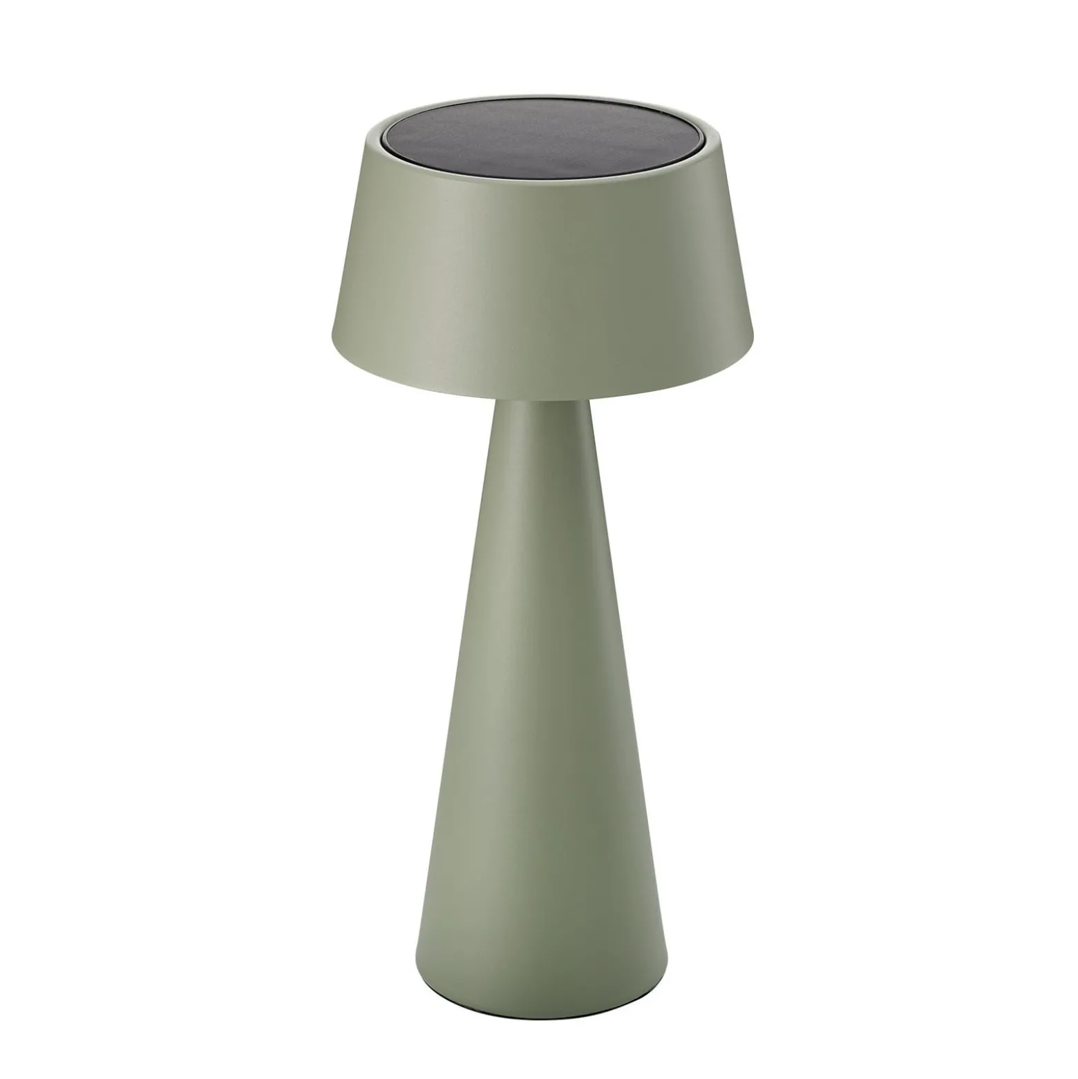 LED-akku-pöytävalaisin Solino, vihreä, aurinko/USB, 26 cm, IP44