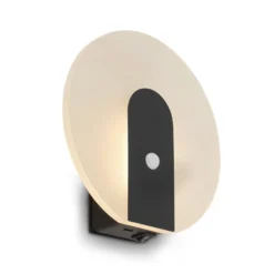 LED-akku-seinävalaisin Taro, musta matta, Ø 15 cm, anturi