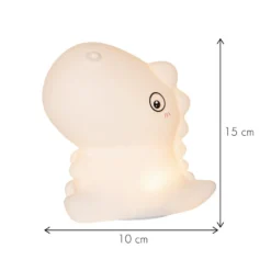 LED-akku-yövalo Dino, valkoinen, korkeus 15 cm, RGB, kosketusohjaus