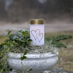 LED-aurinkoenergialla toimiva maapiikkivalaisin Hearty, valkoinen/kultainen 12