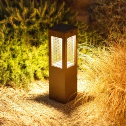 LED aurinkojalustavalaisin Tradition Sensor Corten 40cm
