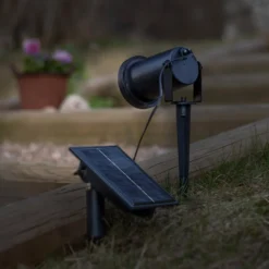 LED-aurinkokäyttöinen kohdevalaisin Powerspot 10 cm, 3000 K, 50 lm, musta,