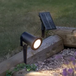 LED-aurinkokäyttöinen kohdevalaisin Powerspot 10 cm, 3000 K, 50 lm, musta,