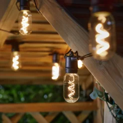 LED-aurinkokäyttöinen valoketju Vintage 365, 8-lamppuinen, lasi, IP44