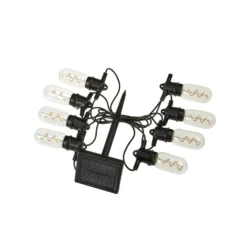 LED-aurinkokäyttöinen valoketju Vintage 365, 8-lamppuinen, lasi, IP44