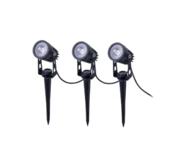 LED-aurinkopaneelilla toimiva maapiikkikohdevalo SPOTI, musta, 3 kpl, IP44