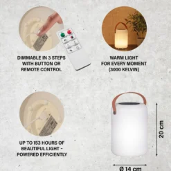 LED-aurinkopöytälamppu Orno, lämmin valkoinen, RGB