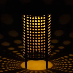 LED-aurinkopöytävalaisin 48929, korkeus 26 cm, musta/beige