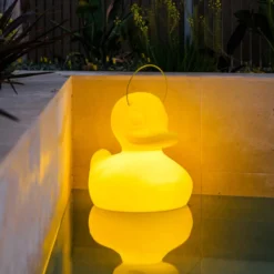 LED-designvalaisin DUCK-DUCK XL ulkokäyttöön, keltainen