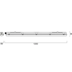 LED-diffuusorivalaisin RESISTO, vaaleanharmaa, 120 cm, 34 W, 840 IP66