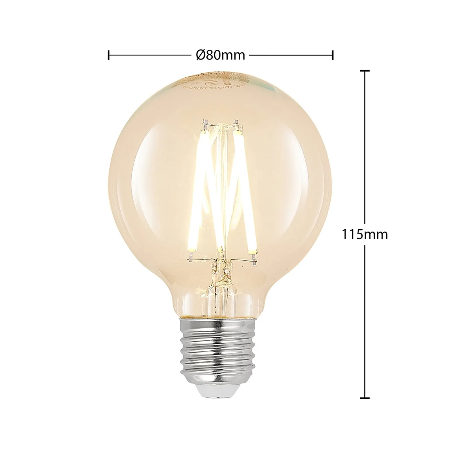 LED E27 8W G80 2700K filamentti, him. kirkas 2 kpl