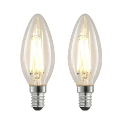 LED-filamenttilamppu E14 4W 827 kynttilä him., 2x