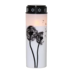 LED hautavalo Dandelion, 21 cm valkoinen/musta muoviparisto, valkoinen/musta