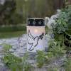 LED hautavalo Dove, valkoinen/musta muovi 12,5 cm paristo